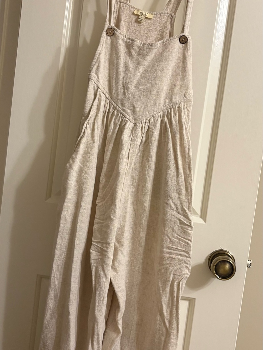 Cream linen overalls